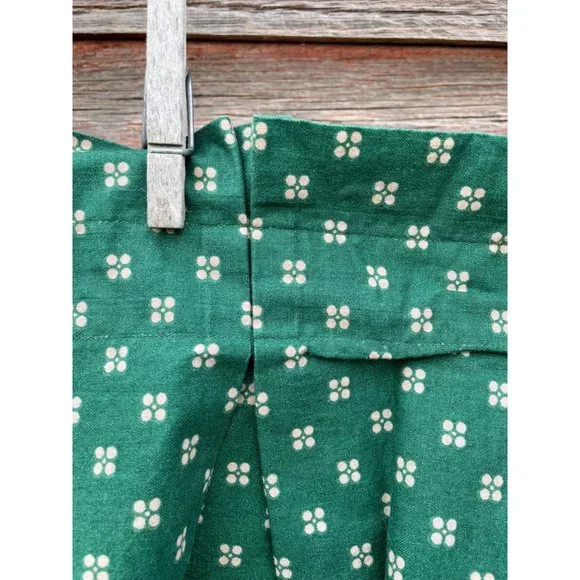 Vintage Pair 1960s Green/Beige Dot Pleated Curtain Valance Cotton - Picture 3 of 16